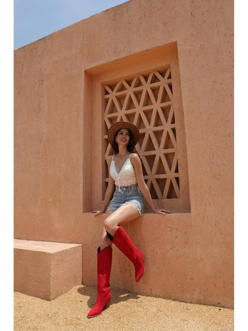 Women's Red Pointed Toe Faux Leather Block Heel Heel Over The Knee Boots